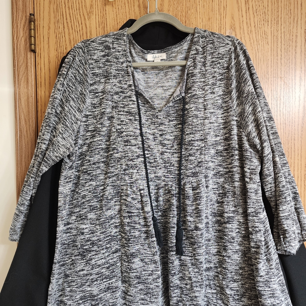 Style & Co. Black and Gray Knit Top